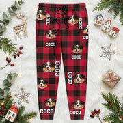 Custom Dog Photo With Plaid Background For Men and Women Sweatpants