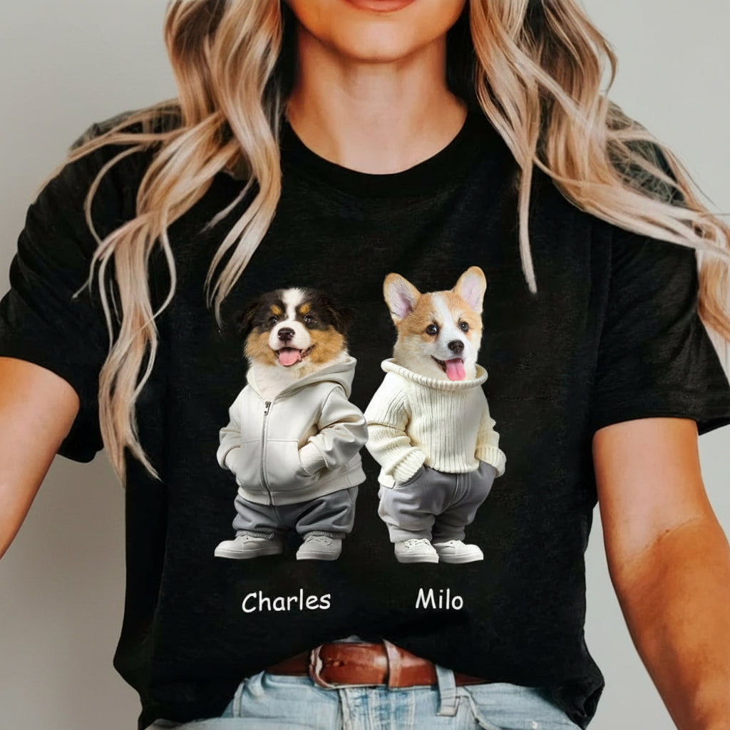 Custom Face Cute Dog Dark Shirt Gift For Dog Lovers HA75 891