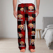 Custom Photo Name Dog Cat Flannel Man's Pants