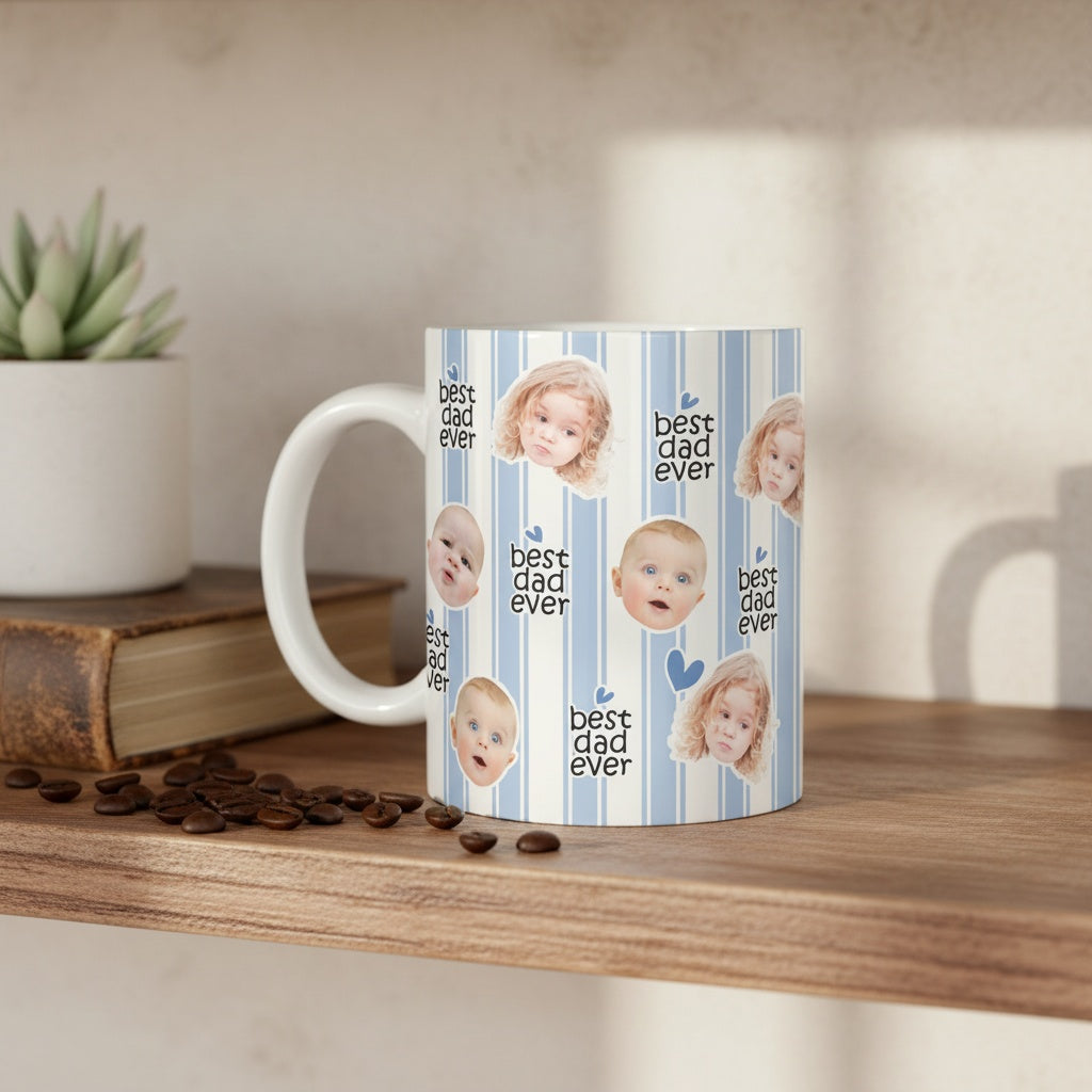 Custom Baby Face Best Dad, Mom Ever Print Full Mug - Personalized Gift for Parents