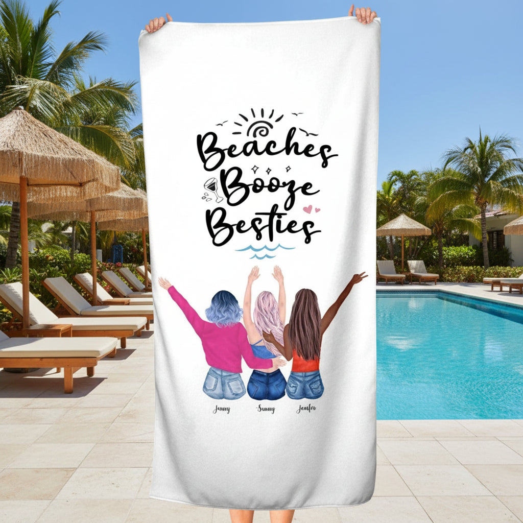 Beach Booze Besties Best Friend Beach Towels