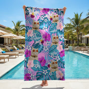 Custom Cat Photo Tropical Style Beach Towel N304
