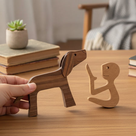 Custom Floppy Ears Dog Wood Sculpture — Gift for Dog Lovers H39SF