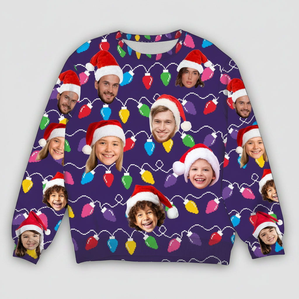 Custom Face Christmas Family Silly Xmas Leds AOP Ugly Sweats