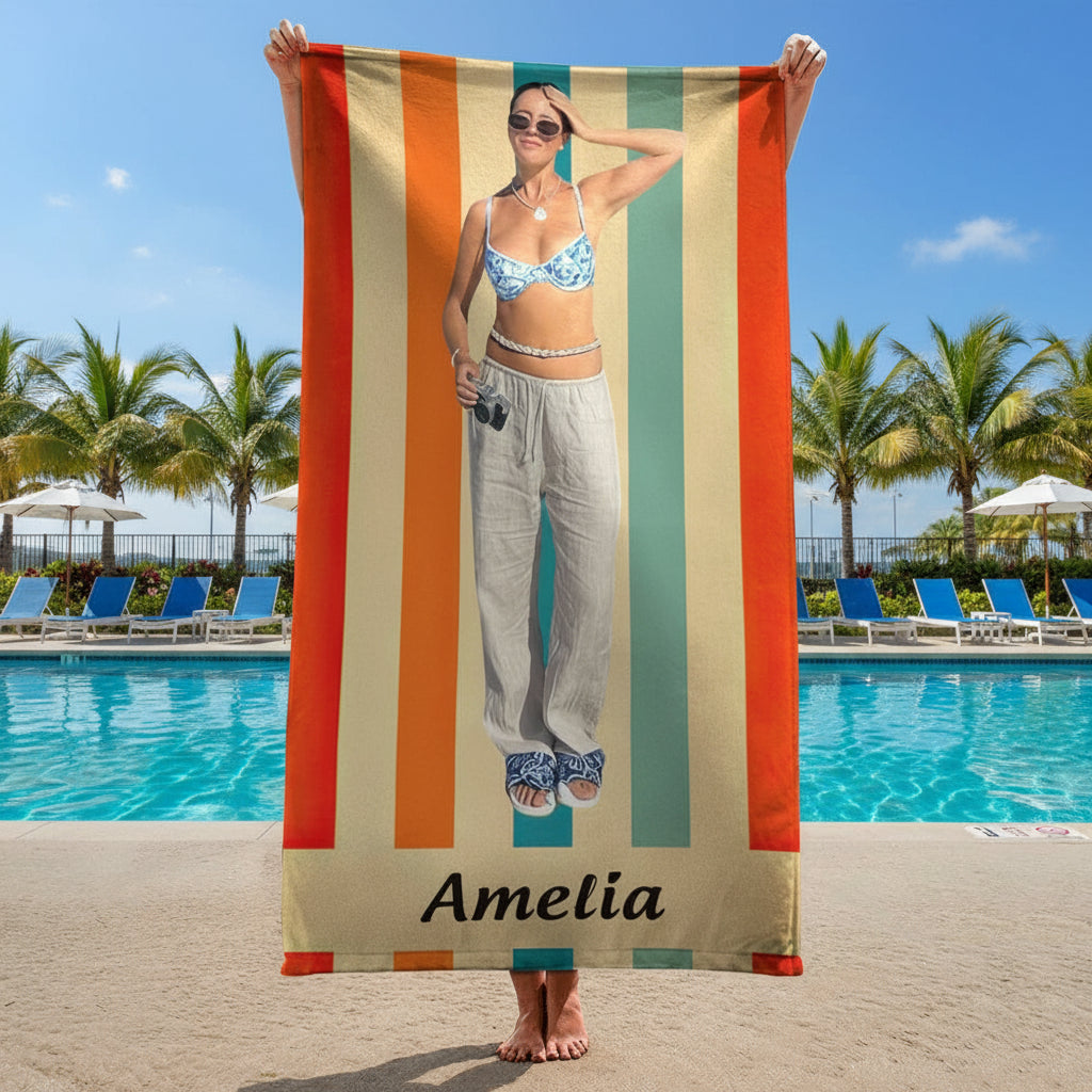 Custom Photo Traveling Beach Poolside Swimming Beach Towel D