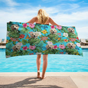 Custom Photo With Tropical Dog Beach Towel N304