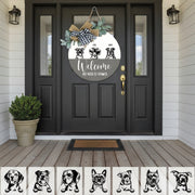 No Need To Knock Dog Wooden Door Sign With Wreath, HN590
