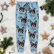Custom Dog Photo With Paw Pattern Sweatpants