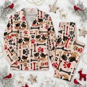 Custom Dog Photo With Paw And Bone Pattern Pajamas
