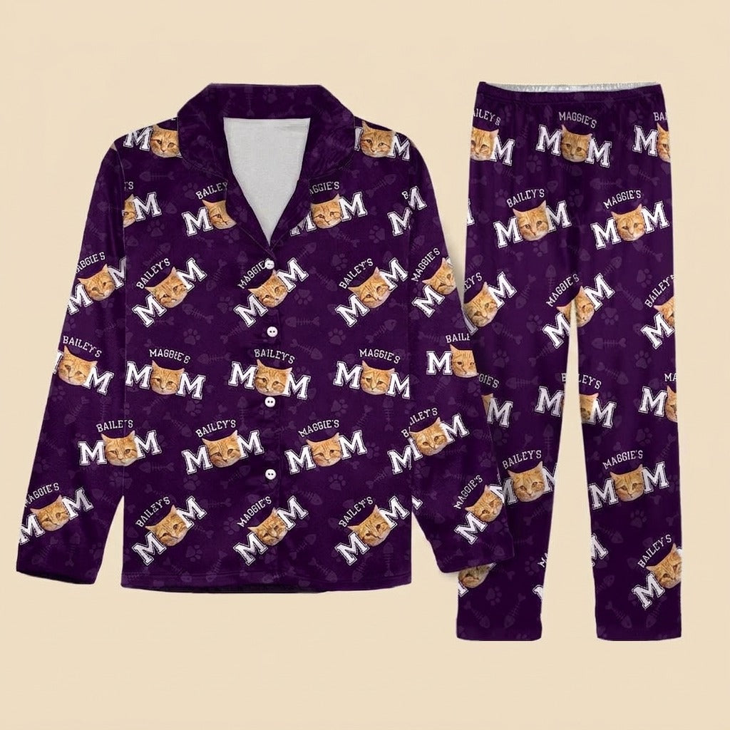 Custom Photo Cat Dad Cat Mom Pajamas