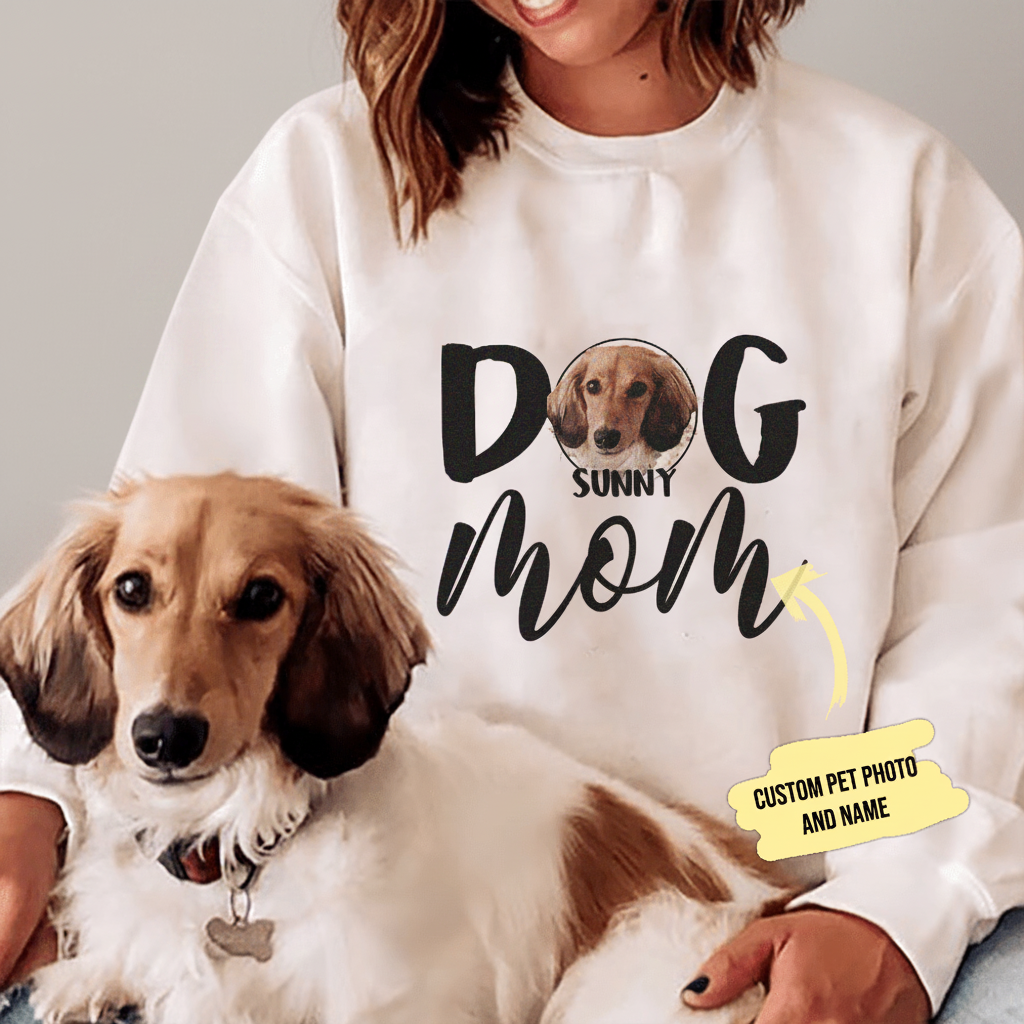 Custom Pet Face Dog Mom Sweatshirt