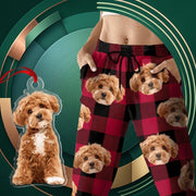 Custom Photo With Christmas Pattern Dog Men and Women's Sweatpants