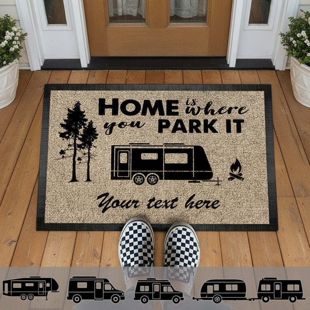 Home Is Where You Park It Doormat, Camping Gift K228