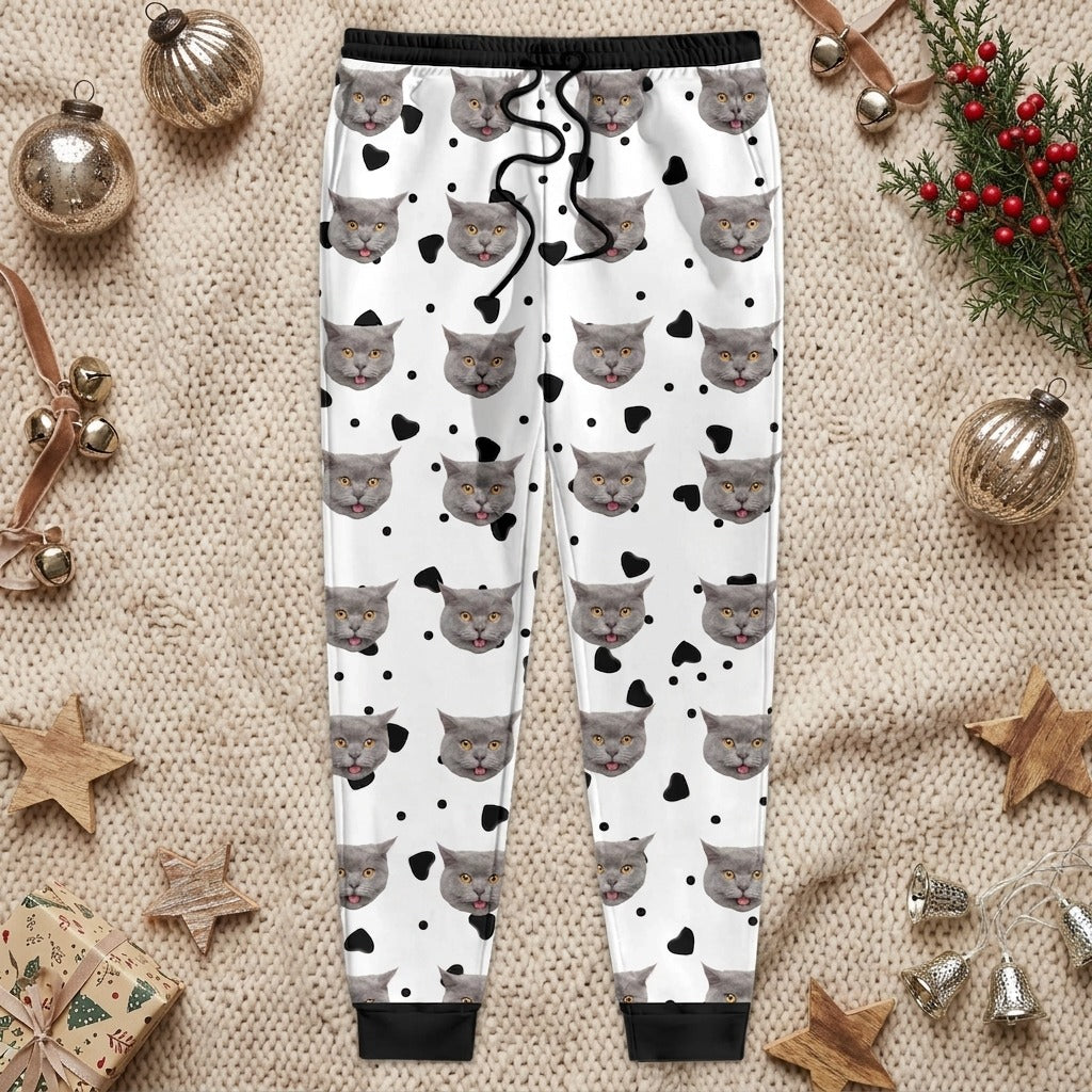 Custom Photo With Christmas Pattern Dog Cat For Men and Women Sweatpants