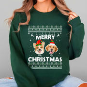 Custom Dog Cat Photo Merry Christmas Sweatshirt TH10