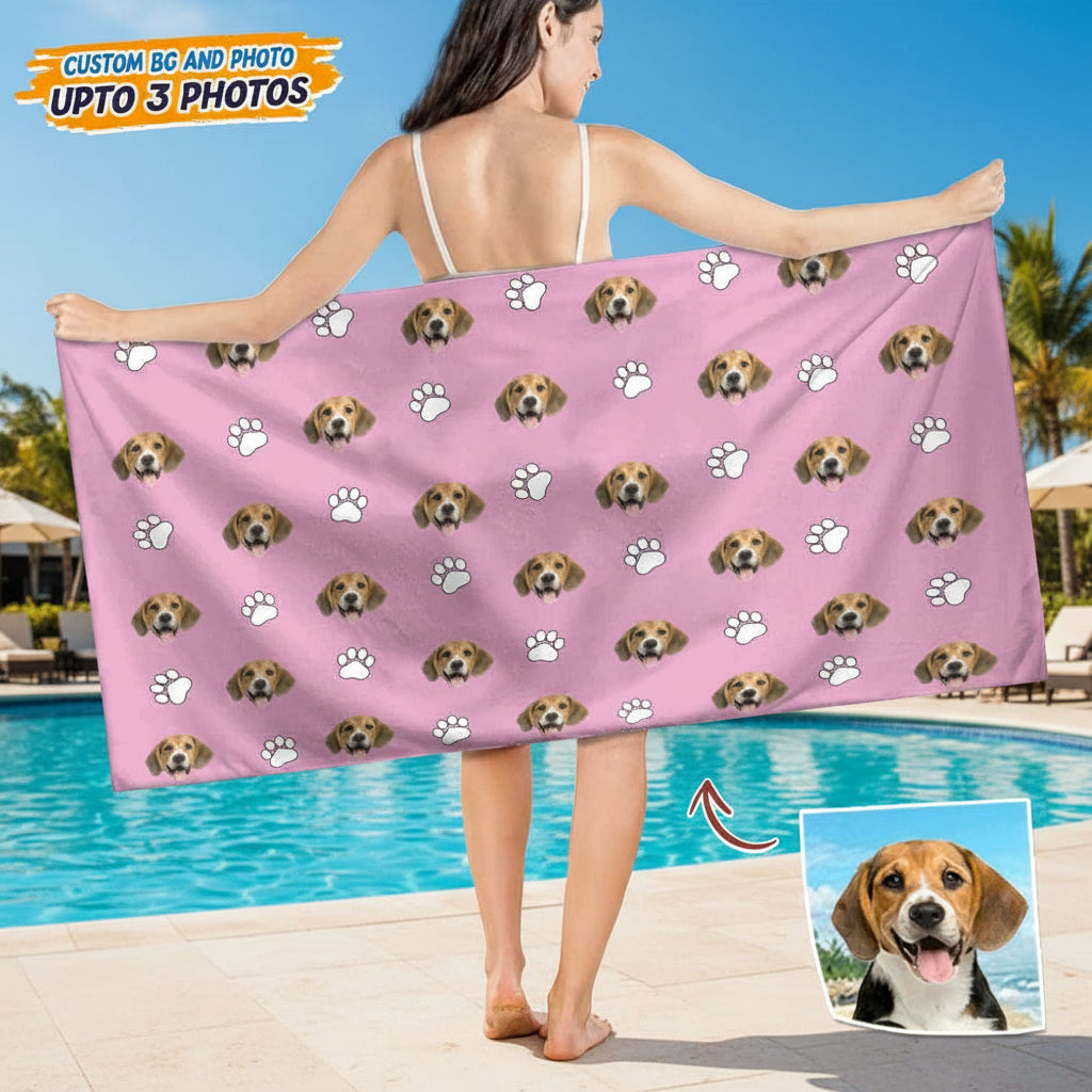 Custom Photo With Icon Decoration Dog Beach Towel TA29 88884