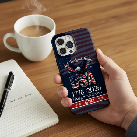 Custom Name Faith Family Freedom 250 Phone Case — Family Gift HJS43