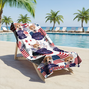 Custom Dog Photo Independence Day Beach Towel CH07