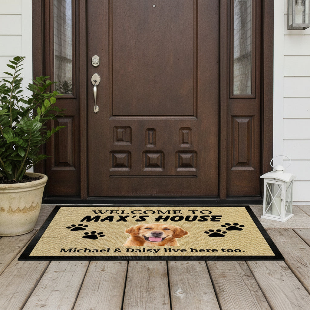 Custom Photo Welcome To House Dog Doormat K228