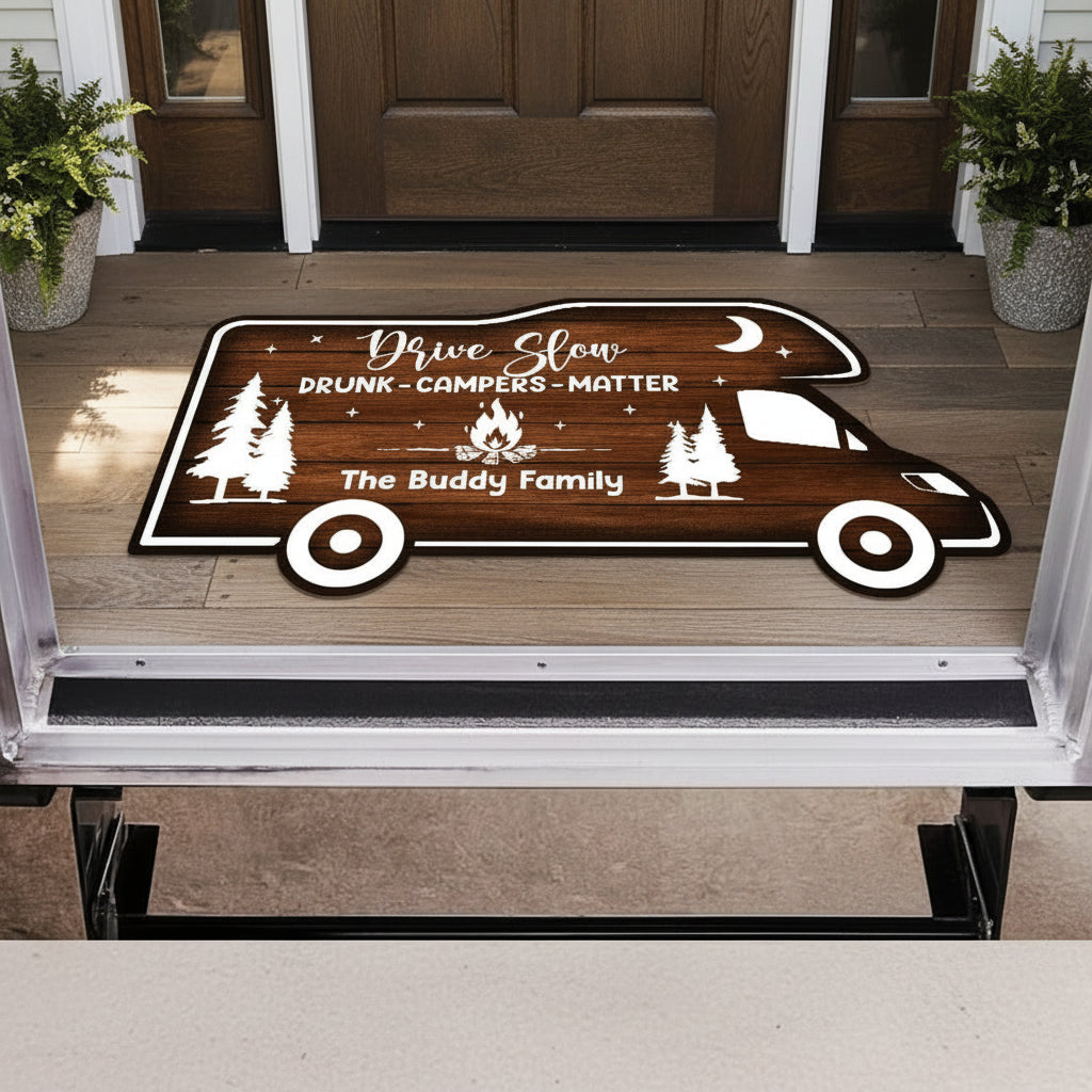 Outdoor Doormat RV camping shape, Happy Campers, Custom RV s