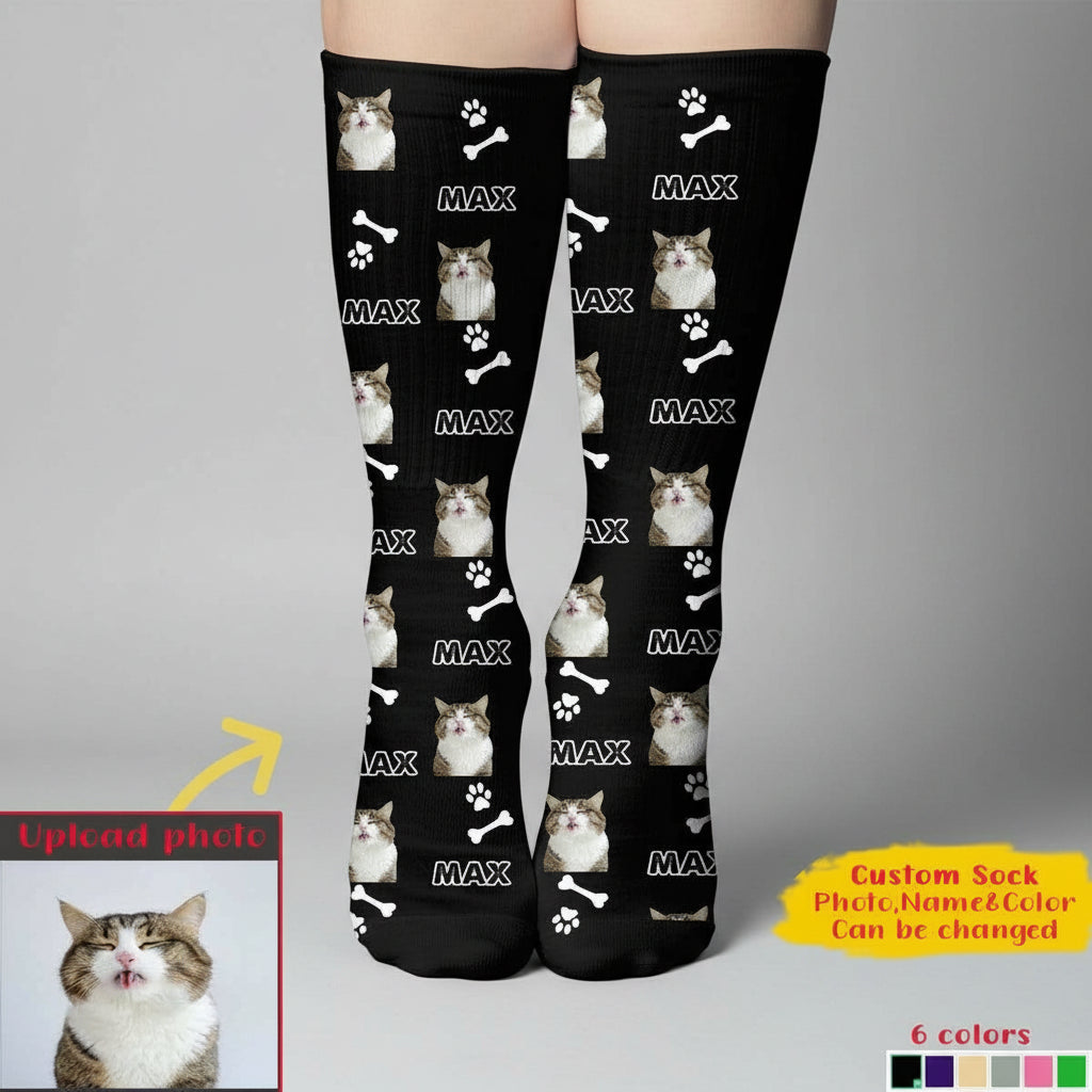 Custom Dog Cat Photo Socks, Personalized Gift For Dog Cat Lo