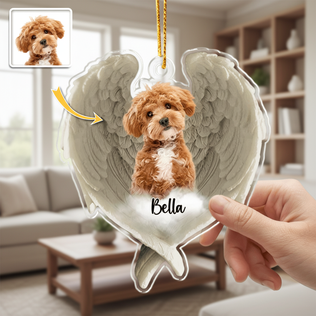 Custom Photo Pet Within Angel Wings Memorial Dog Cat Acrylic