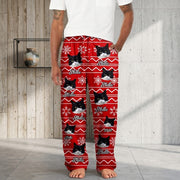 Custom Cat Photo With Christmas Background Man's Pants