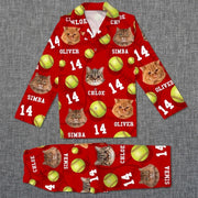 Custom Dog Cat Photo Softball For Pet Lover Pajamas T286
