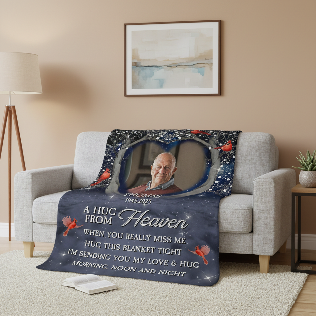 Personalized A Hug From Heaven Custom Photo Memorial  Blanke