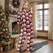 Custom Photo With Christmas Pattern Onesie Pajamas For Dog Lovers