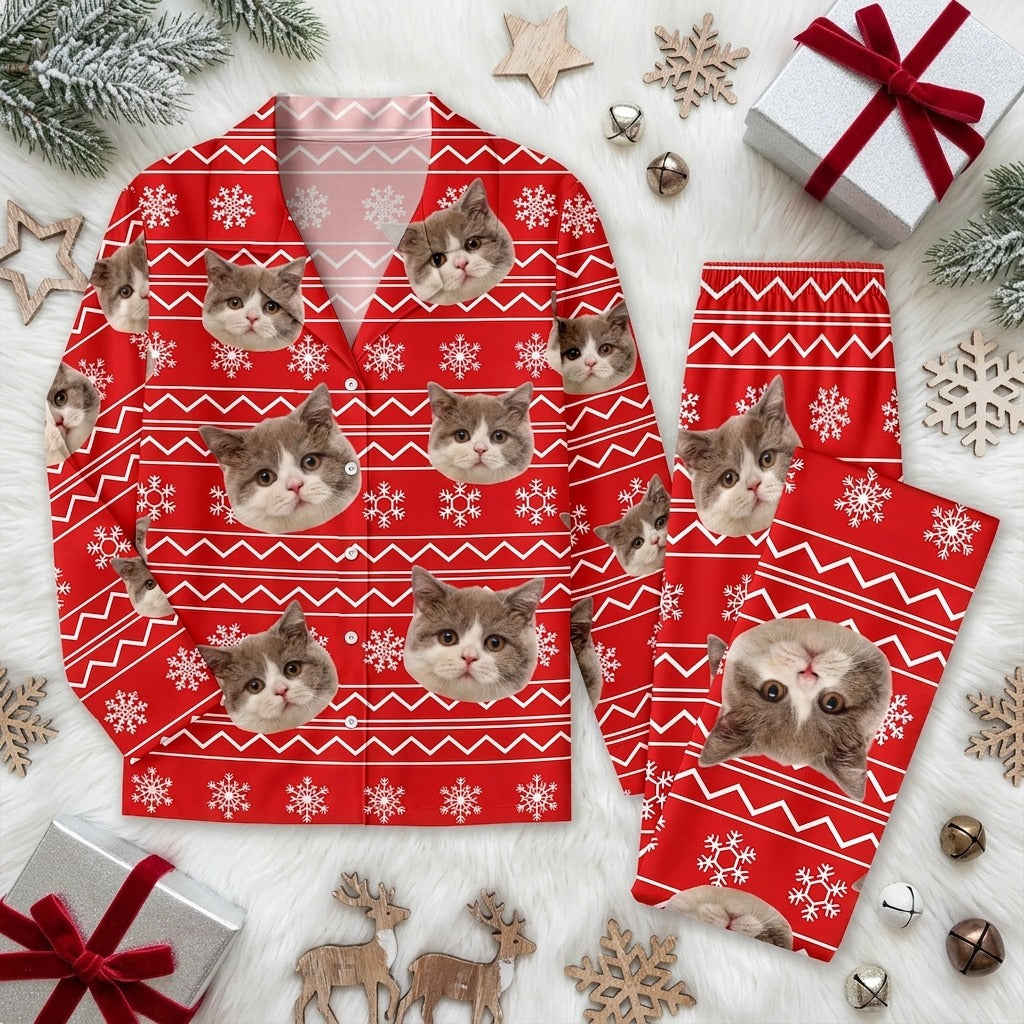 Custom Photo Christmas Cat Pajamas
