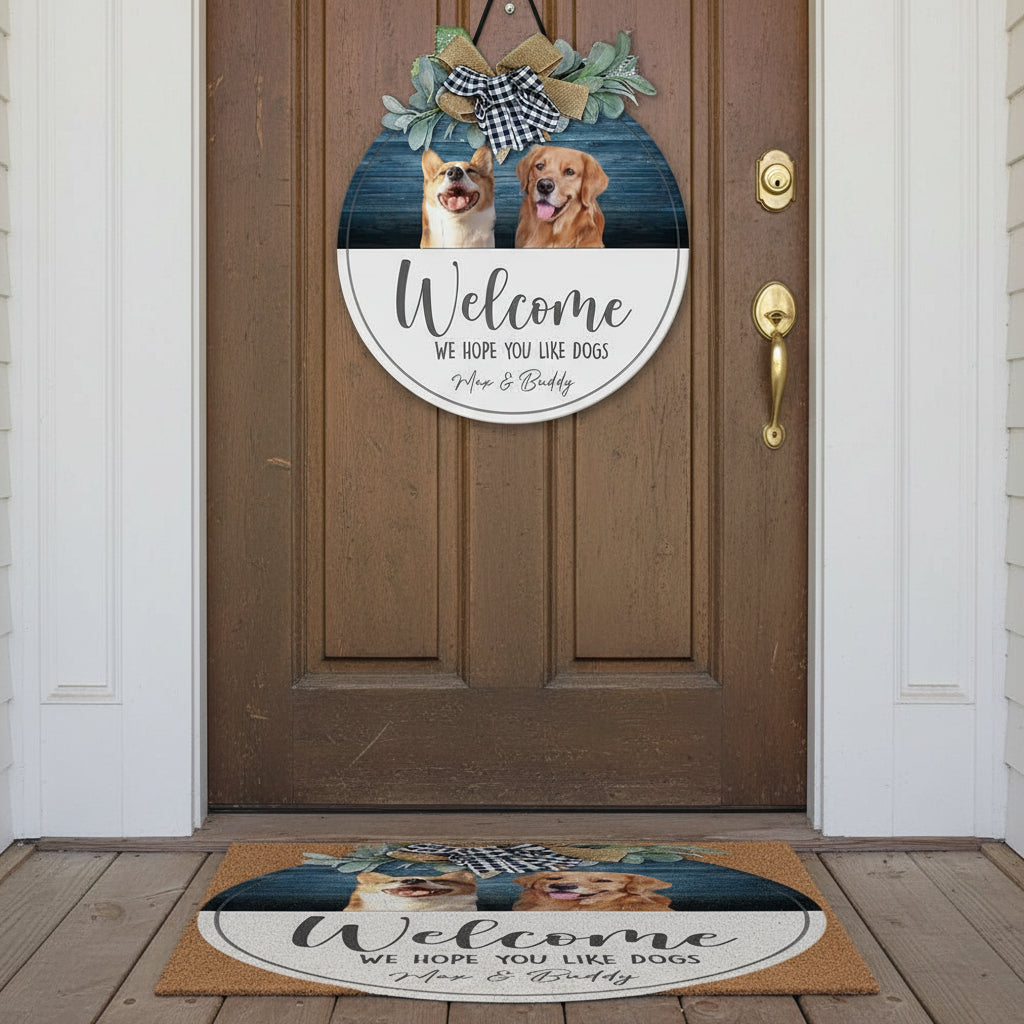 Hope you like Big Dog Wooden Door Sign With Wreath, Upload P