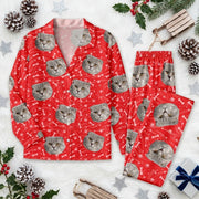 Custom Photo Tie Dye Background Cat Pajamas