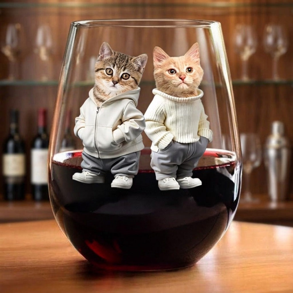 Custom Photo Cool Dog, Cat Wine Glass Gift For Dog Cat Pet Lover