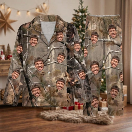 Custom Face Camo Background Pajamas — Christmas Gift 7G7JX