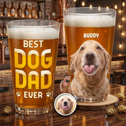 Custom Photo Best Dog Dad Ever Dog Father Print Beer Glass