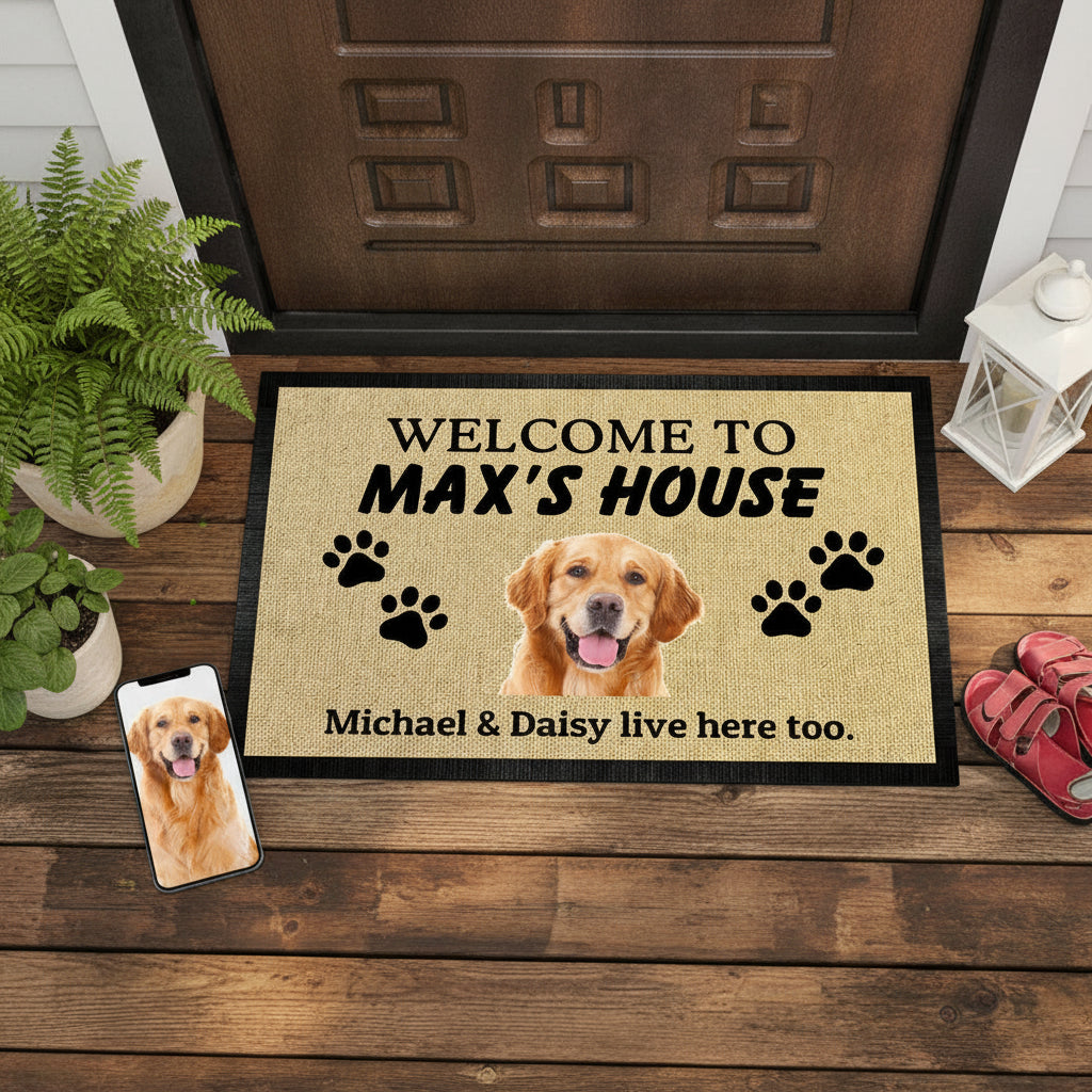 Custom Photo Welcome To House Dog Doormat K228