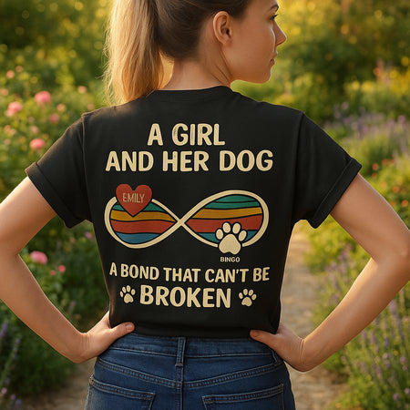 Custom Photo A Girl And Her Dog Backside T-Shirt - Gift for Dog Lovers 5GQ9W
