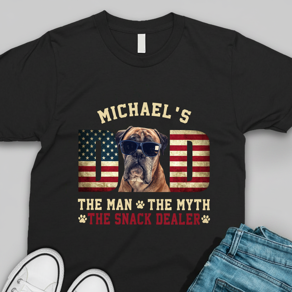 Custom Photo Dog - Dog's Dad The Man The Myth The Dealer Ame