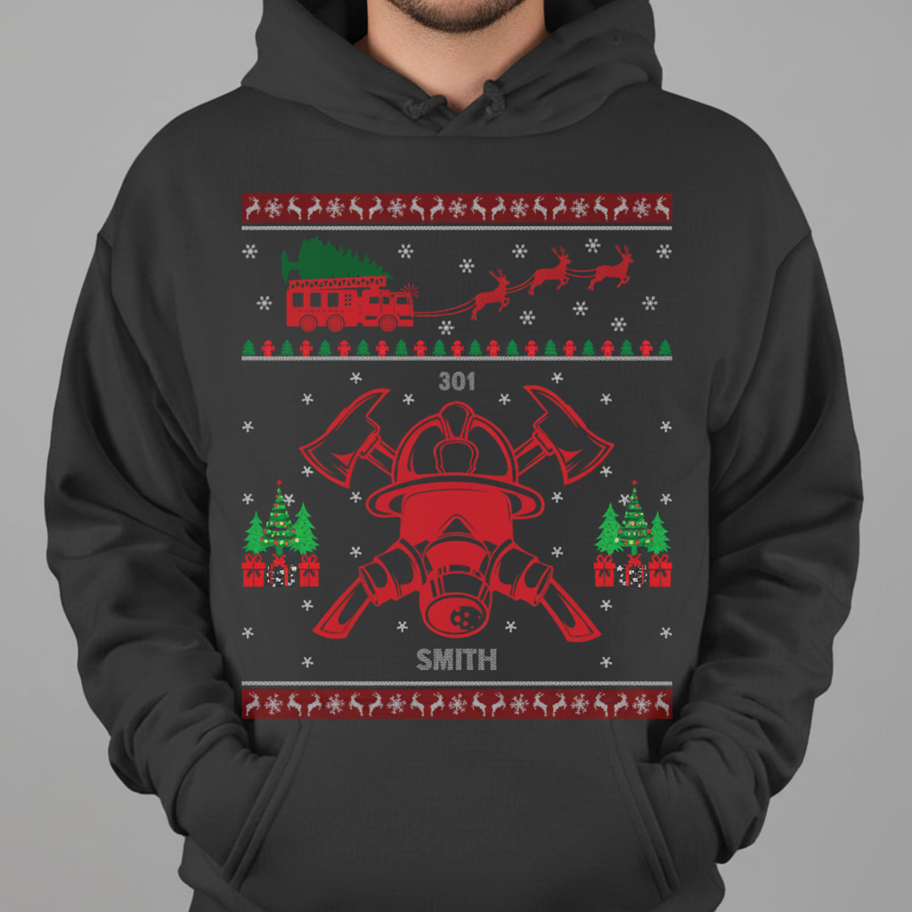Firefighter Ugly Christmas Sweatshirt, Custom Sweatshirt NA2