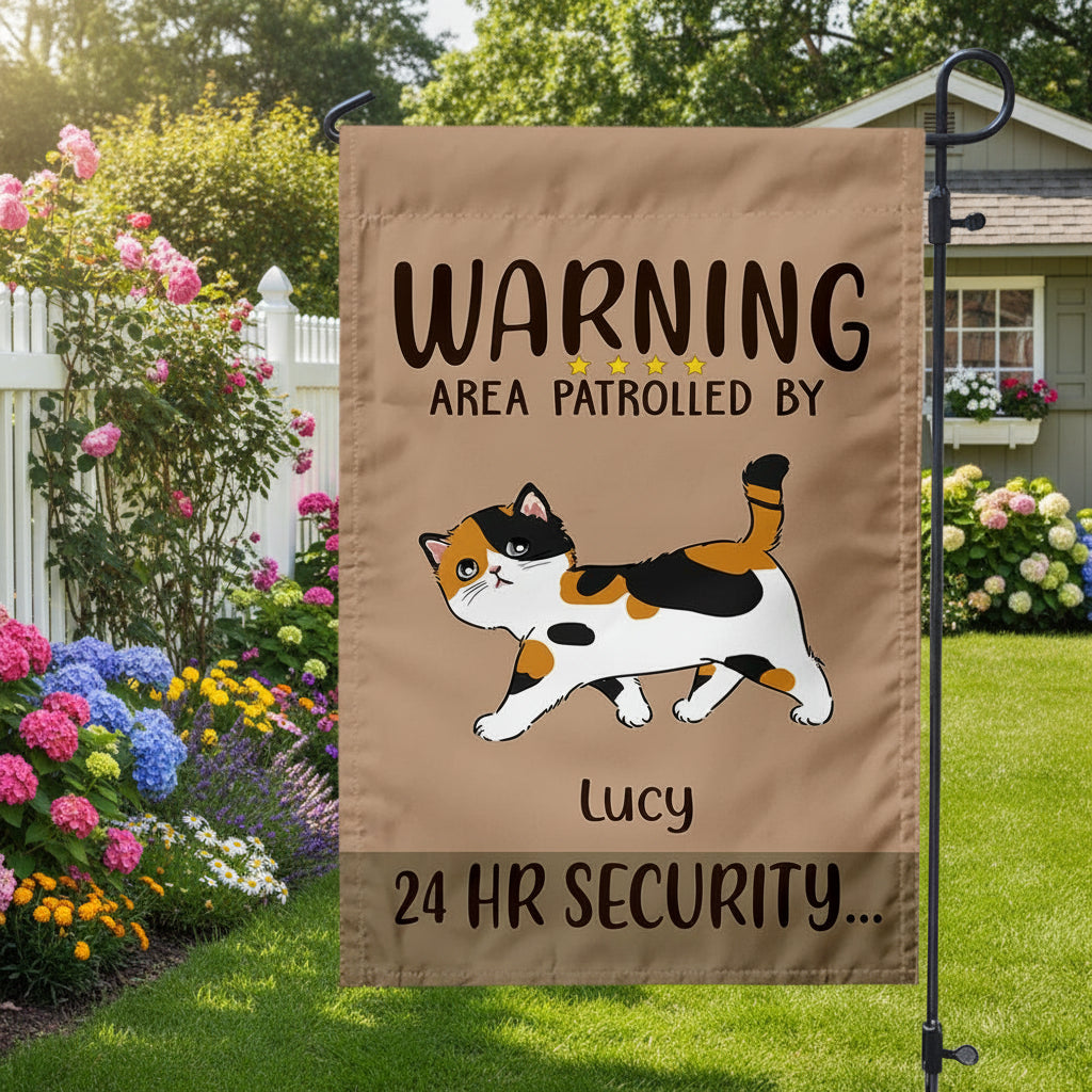 Area Patrolled 24Hr Security Cat Garden Flag HN590