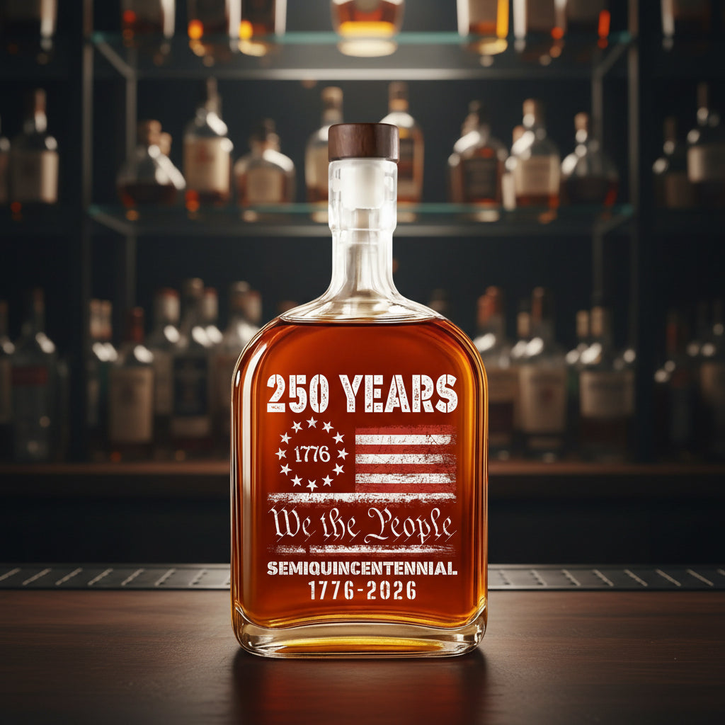 Celebrate Our America 250th Anniversary United States Semiquincentennial Whiskey Bottle