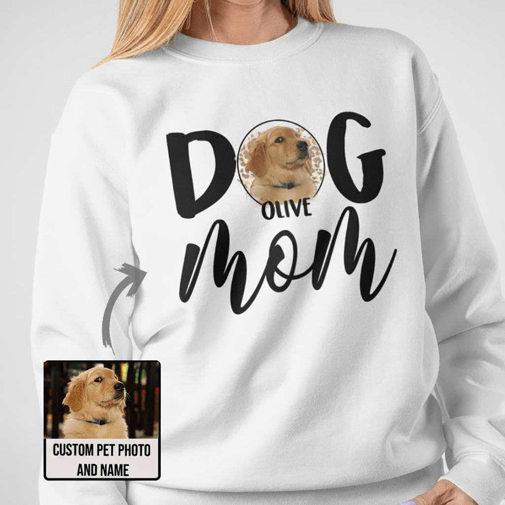 Custom Pet Face Dog Mom Sweatshirt