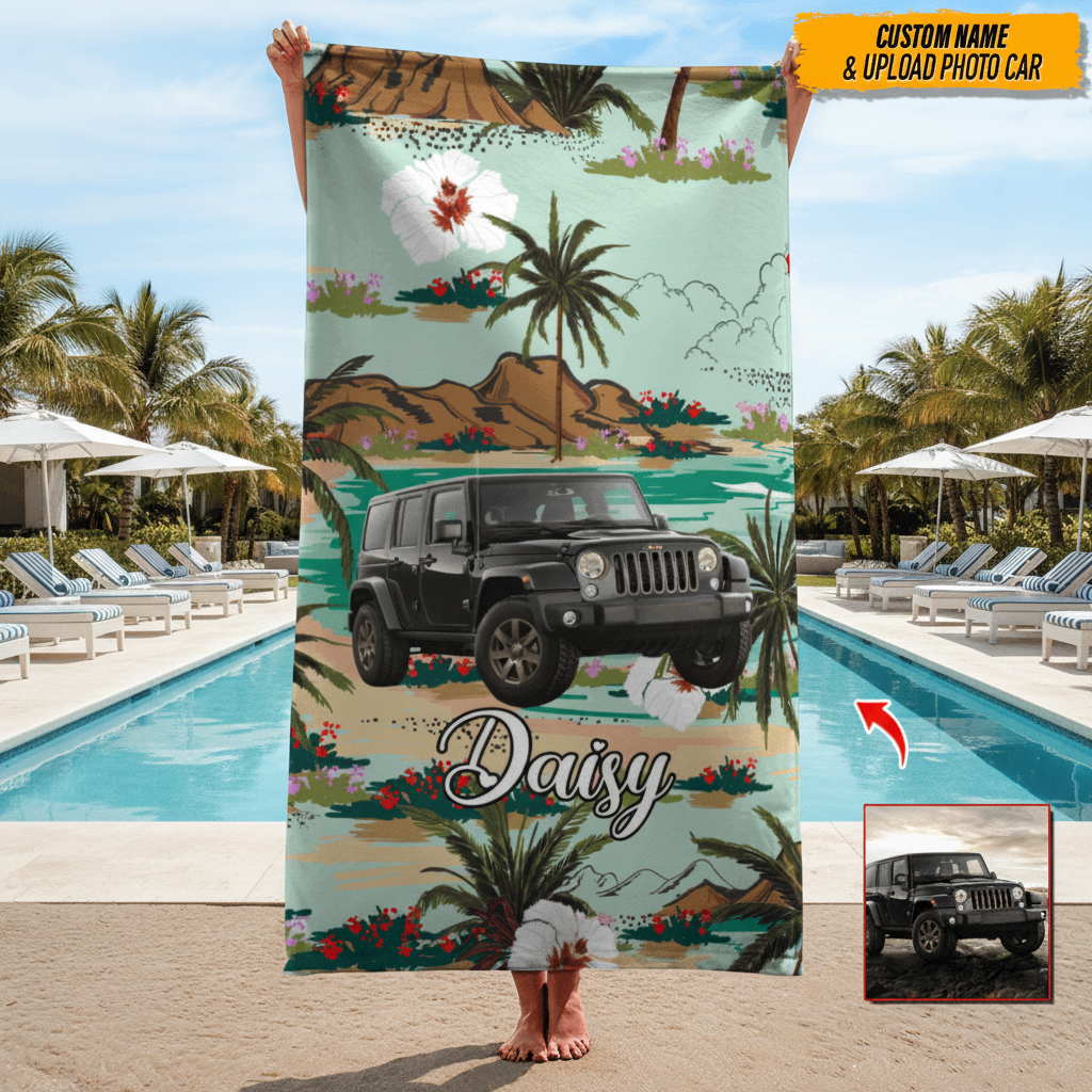 Custom Photo For Car Lover Beach Towel N304