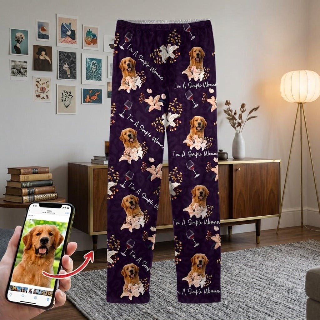 Custom Photo Dog Cat A Simple Woman Pajamas