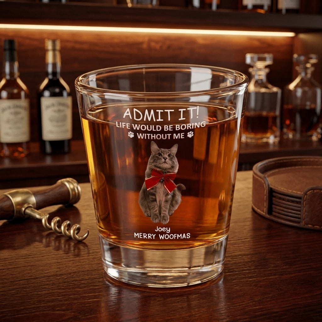 Custom Photo Life Would Be Boring Without Me Dog Cat Print Shot Glass