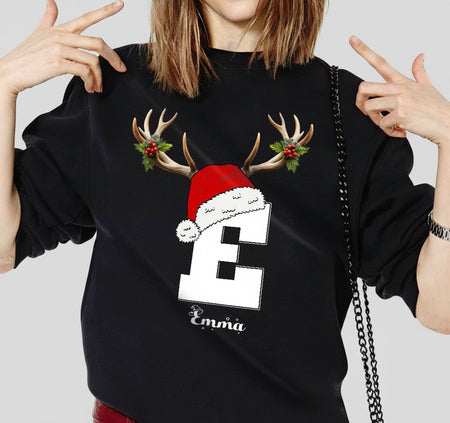 Custom Name Monogrammed Christmas Sweatshirt - design close up view