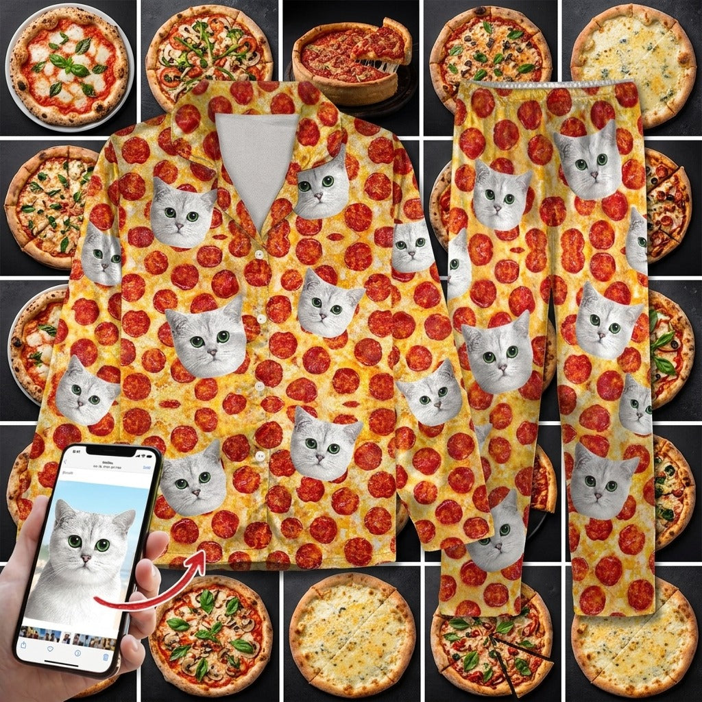 Custom Photo Tie Dye Background Cat Pajamas