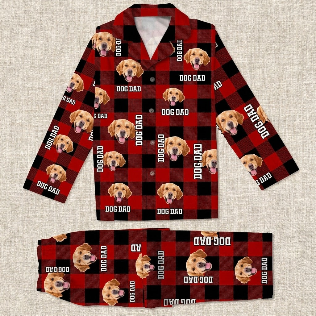 Custom Photo Dog Cat Mom Dad Flannel Pajamas