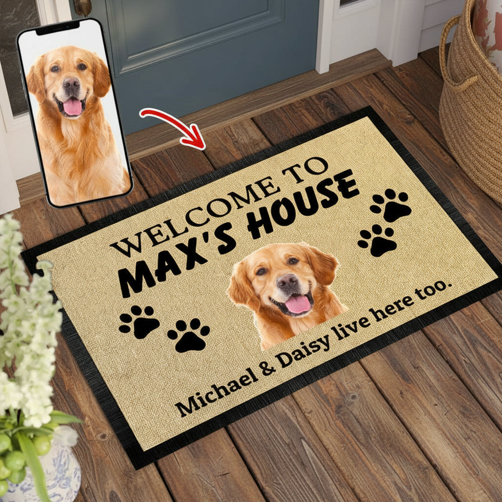 Custom Photo Welcome To House Dog Doormat K228